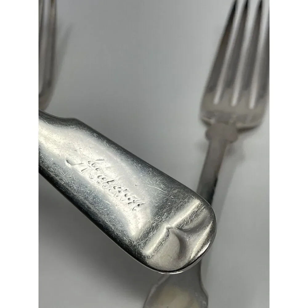 Rogers International Tipped 7 1/2” Dinner Forks Engraved Silverplate Set Of 3